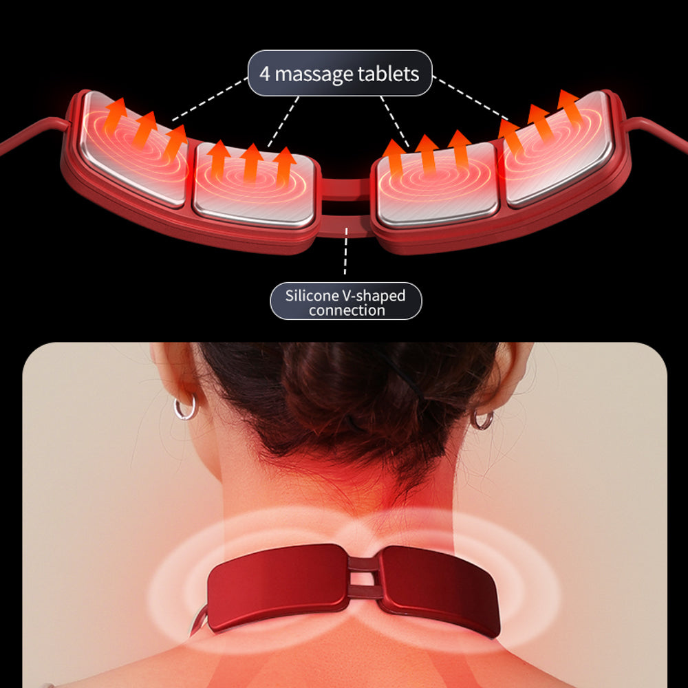 Premium Electric Neck Massager TENS EMS Pulse Device Heat Therapy 6 Modes 19 Levels Rechargeable Portable Neck Support for Home Work Travel Daily Use