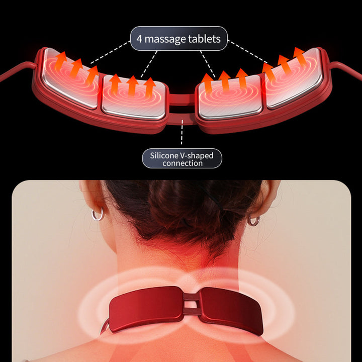 Premium Electric Neck Massager TENS EMS Pulse Device Heat Therapy 6 Modes 19 Levels Rechargeable Portable Neck Support for Home Work Travel Daily Use