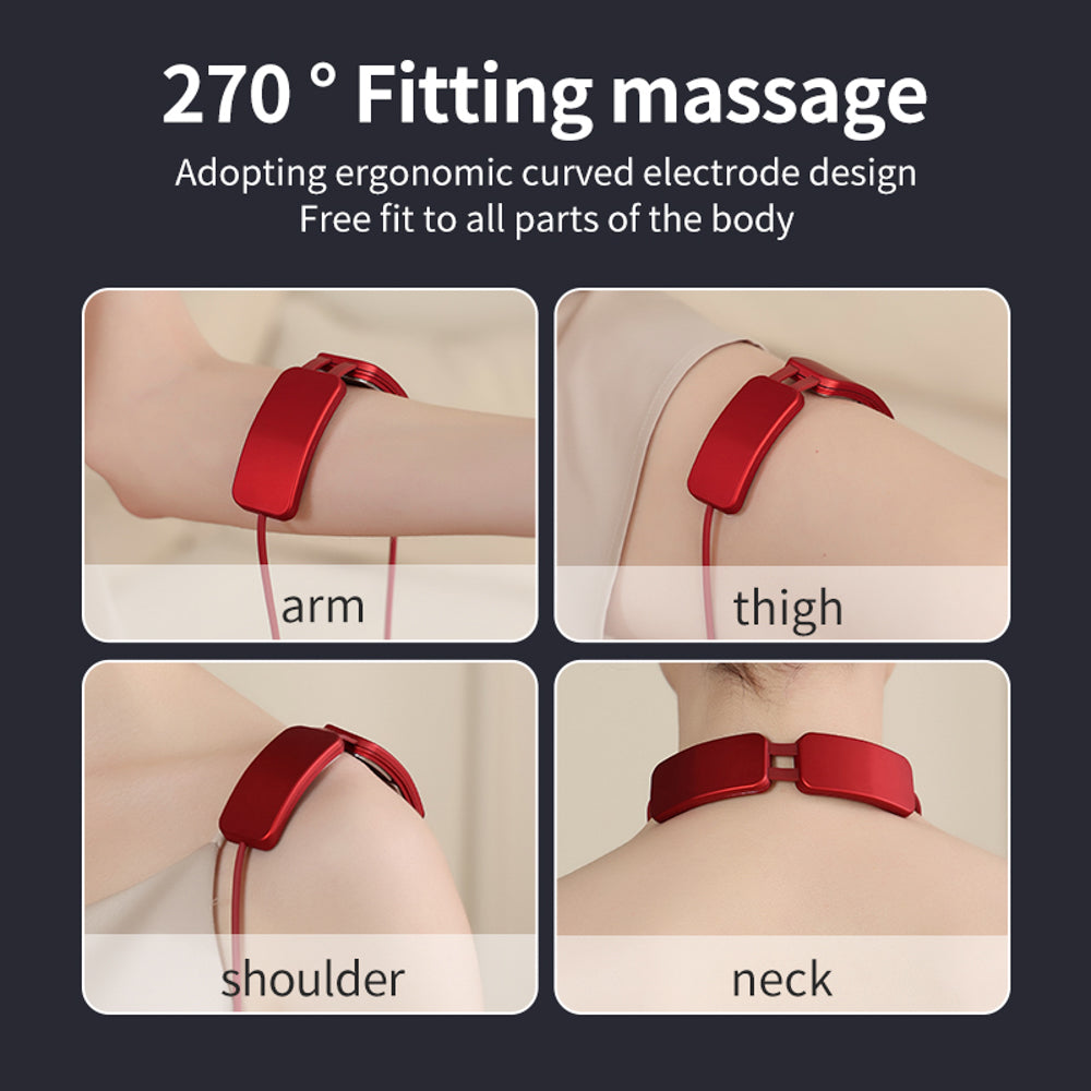 Premium Electric Neck Massager TENS EMS Pulse Device Heat Therapy 6 Modes 19 Levels Rechargeable Portable Neck Support for Home Work Travel Daily Use