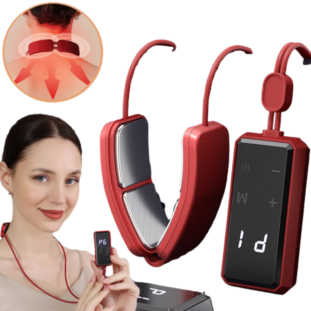 Premium Electric Neck Massager TENS EMS Pulse Device Heat Therapy 6 Modes 19 Levels Rechargeable Portable Neck Support for Home Work Travel Daily Use