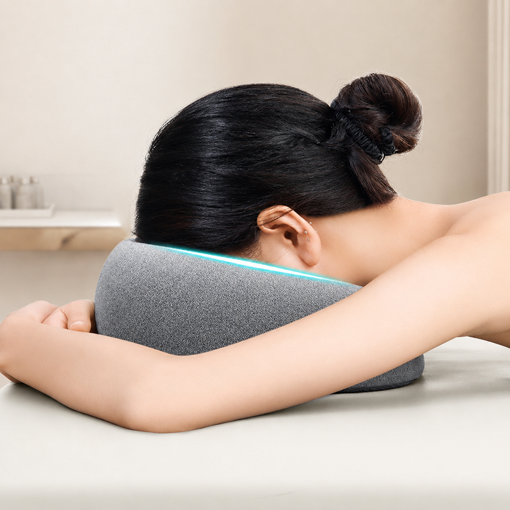 Premium Face Down Pillow Memory Foam Prone Headrest Anti Slip Base Breathable Cover with Zipper Cooling Towel for Massage Salon Home Use Comfort