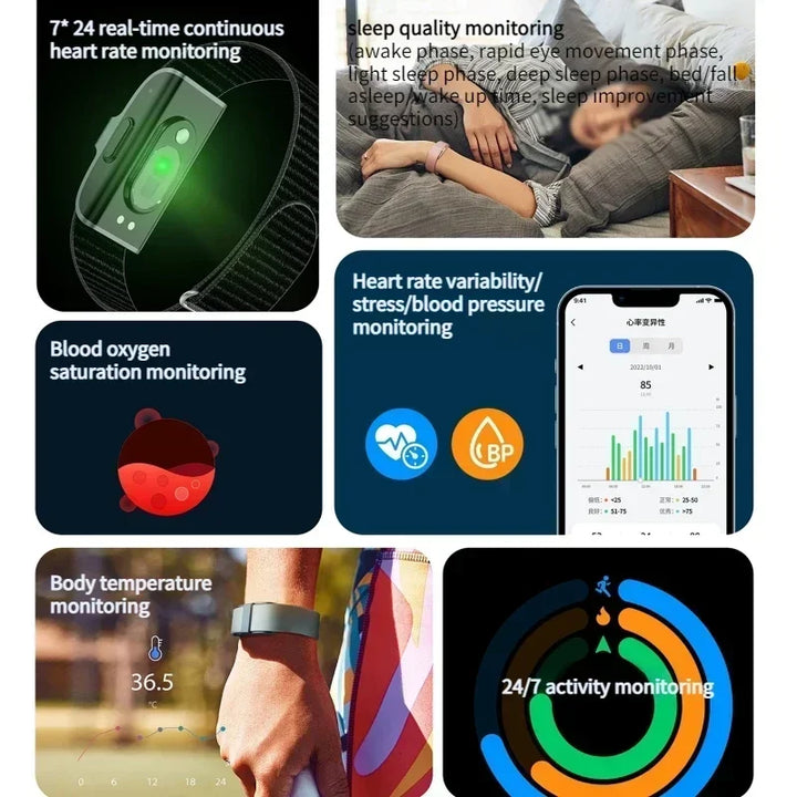 Premium Fitness Tracker Bracelet Activity Tracker Heart Rate Monitor Pedometer Waterproof Smart Band Multi Sport Modes Bluetooth for iOS Android Daily Use