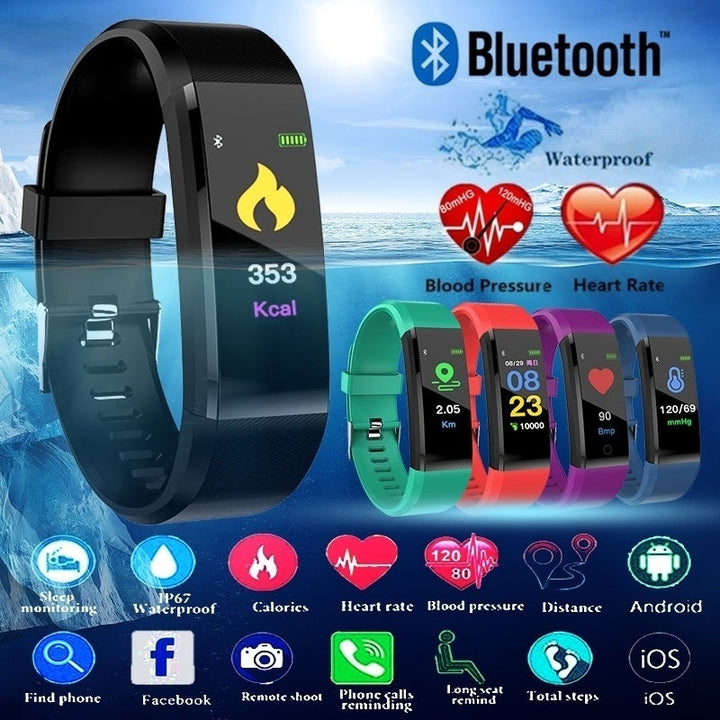 Premium Fitness Tracker Smart Band Activity Tracker Heart Rate Monitor Bluetooth IPX7 Waterproof Sleep Tracker Call SMS Alerts for Men Women Daily Use