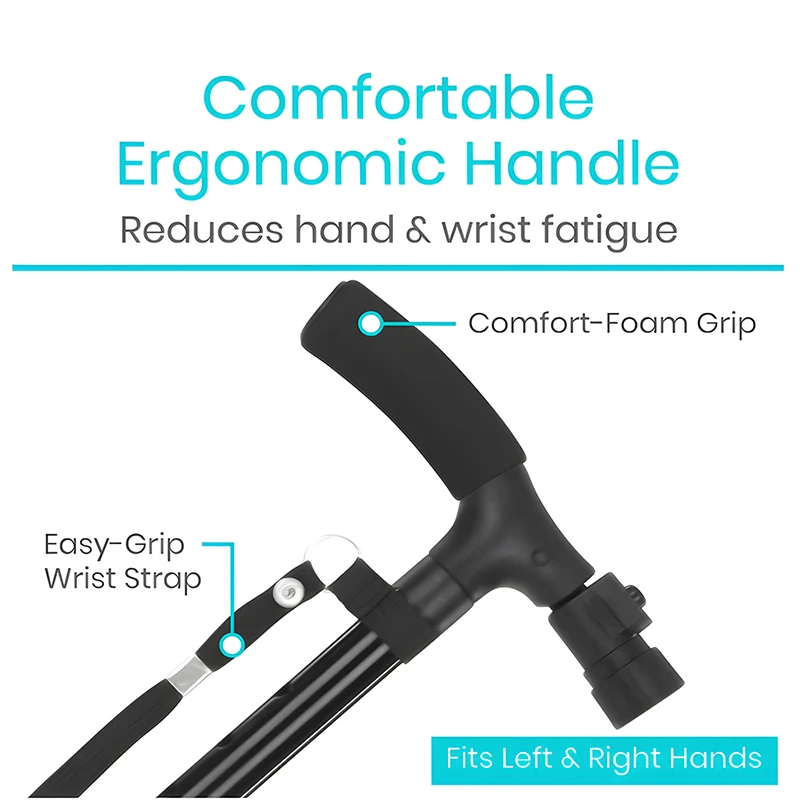 Premium Folding Walking Cane Telescopic Adjustable Hiking Stick Lightweight Aluminum Alloy Non Slip Base Ergonomic Grip Portable 27cm Fold Travel Use