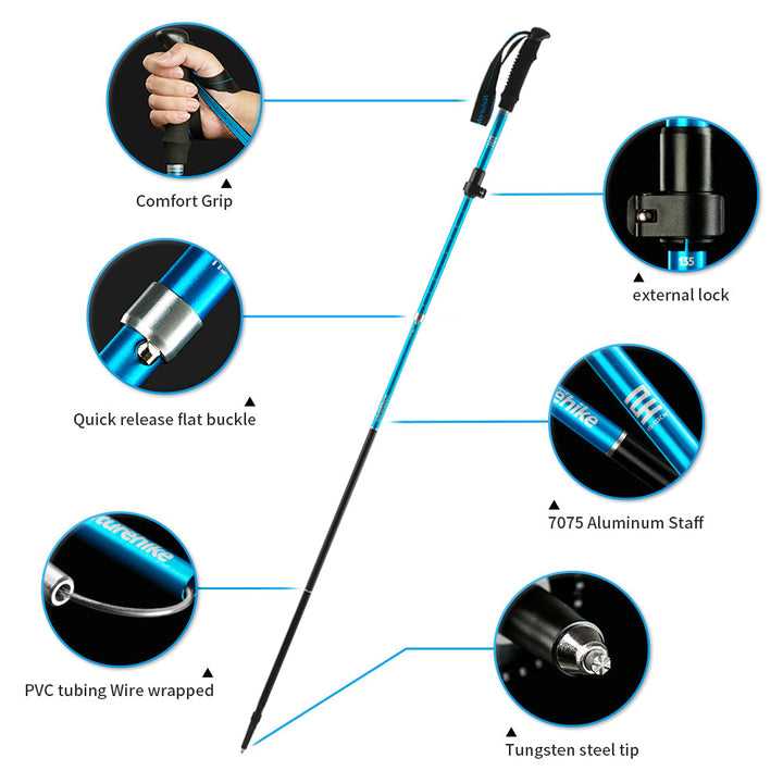Premium Folding Walking Cane Telescopic Adjustable Hiking Stick Lightweight Aluminum Alloy Non Slip Base Ergonomic Grip Portable 27cm Fold Travel Use
