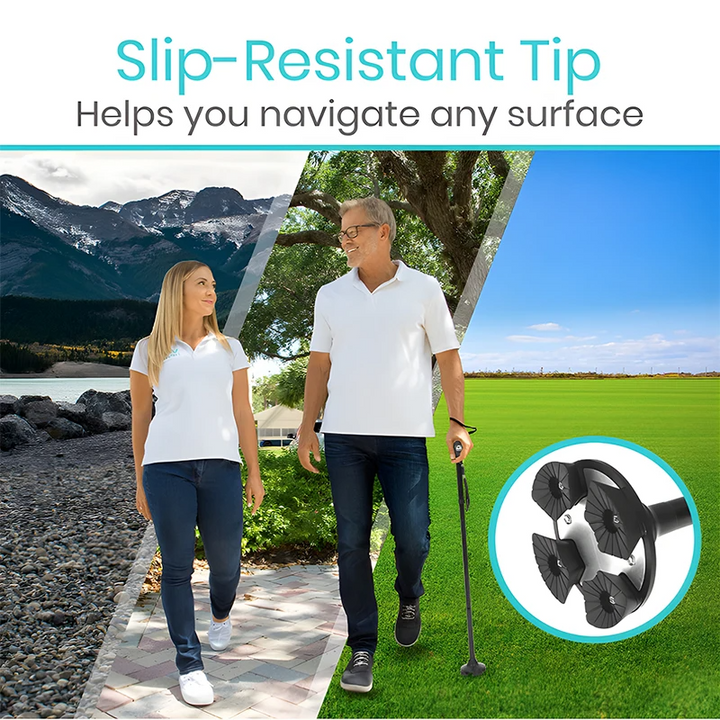 Premium Folding Walking Cane Telescopic Adjustable Hiking Stick Lightweight Aluminum Alloy Non Slip Base Ergonomic Grip Portable 27cm Fold Travel Use