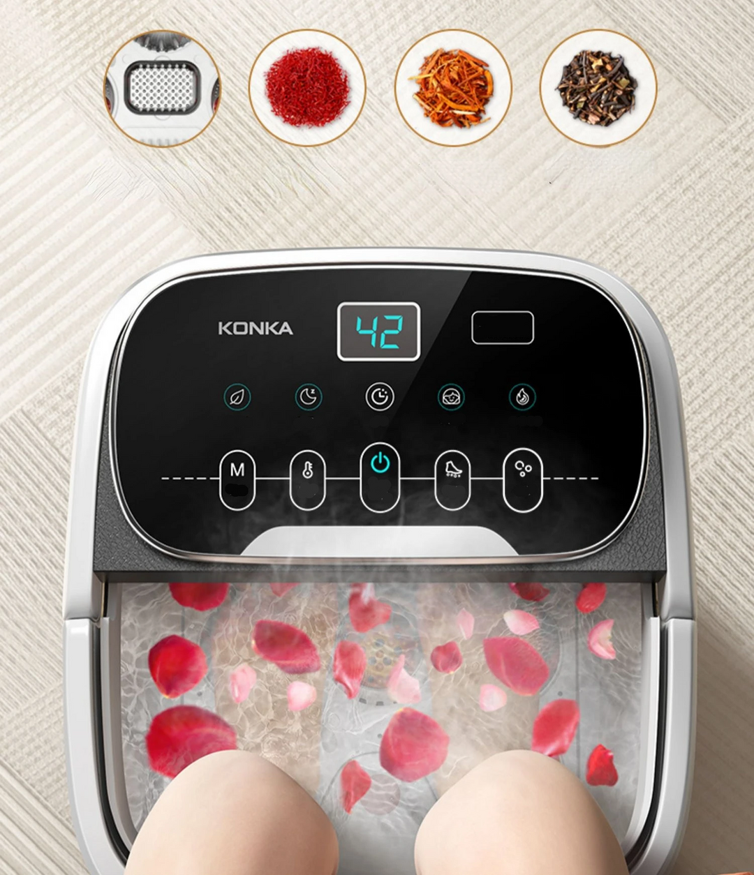 Premium Foot Spa Bath Massager with Heat 12 Rollers Digital Temperature Control Pedicure Stone Adjustable Timer Foot Soak for Home Daily Use Comfort