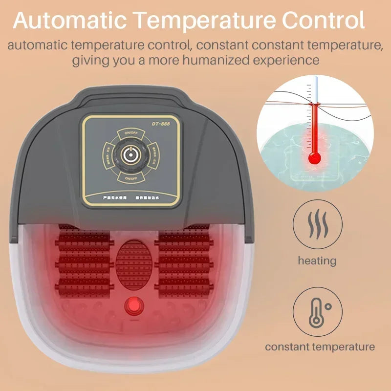 Premium Foot Spa Bath Massager with Heat 12 Rollers Digital Temperature Control Pedicure Stone Adjustable Timer Foot Soak for Home Daily Use Comfort