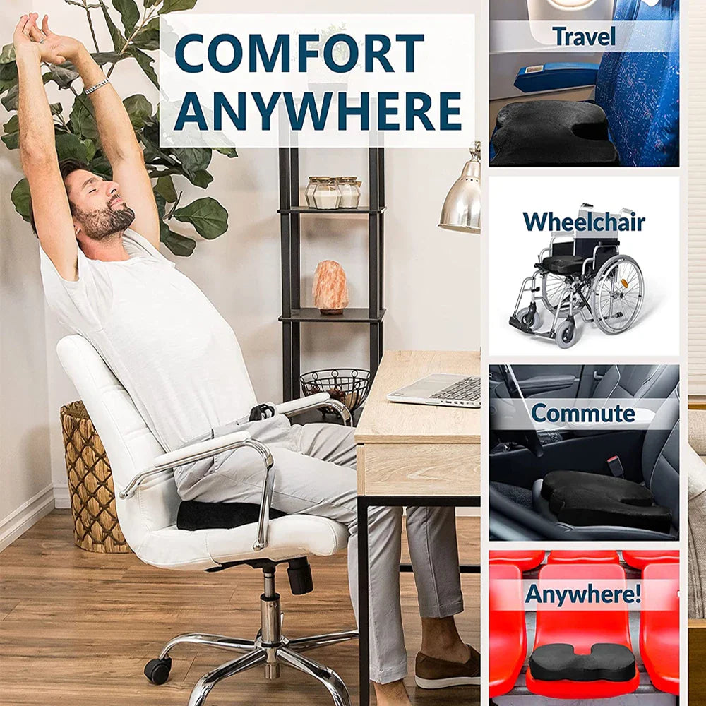 Premium Gel Memory Foam Seat Cushion Ergonomic Chair Pad Non Slip Support Cushion Breathable Washable for Office Car Home Long Sitting Daily Use Comfort