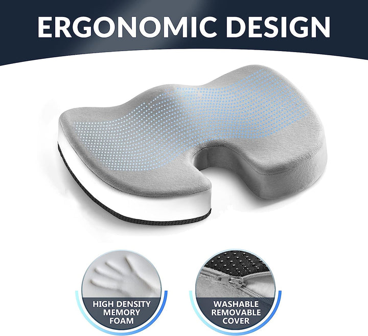 Premium Gel Memory Foam Seat Cushion Ergonomic Chair Pad Non Slip Support Cushion Breathable Washable for Office Car Home Long Sitting Daily Use Comfort