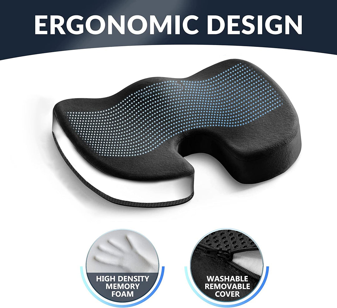 Premium Gel Memory Foam Seat Cushion Ergonomic Chair Pad Non Slip Support Cushion Breathable Washable for Office Car Home Long Sitting Daily Use Comfort