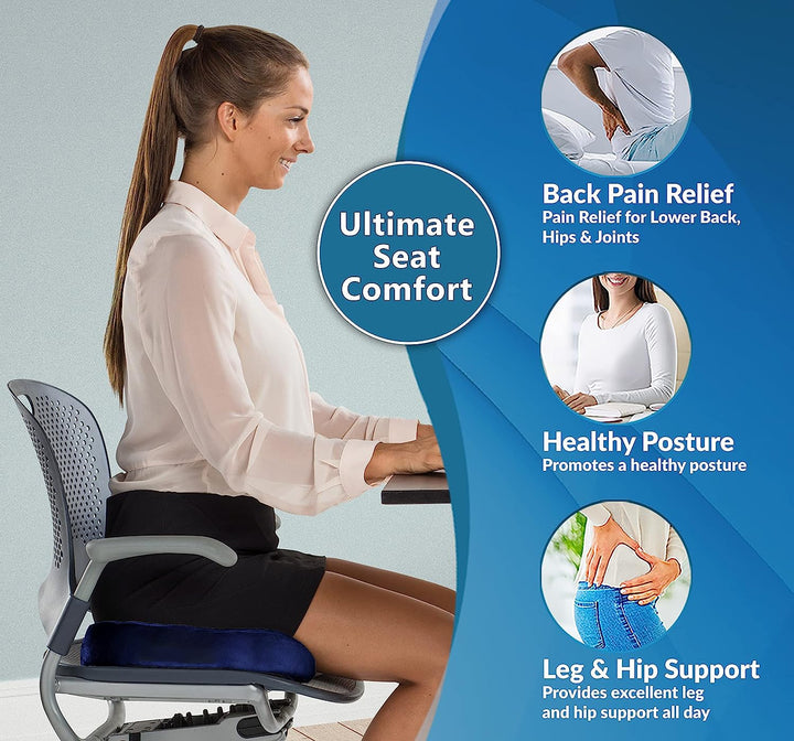 Premium Gel Memory Foam Seat Cushion Ergonomic Chair Pad Non Slip Support Cushion Breathable Washable for Office Car Home Long Sitting Daily Use Comfort