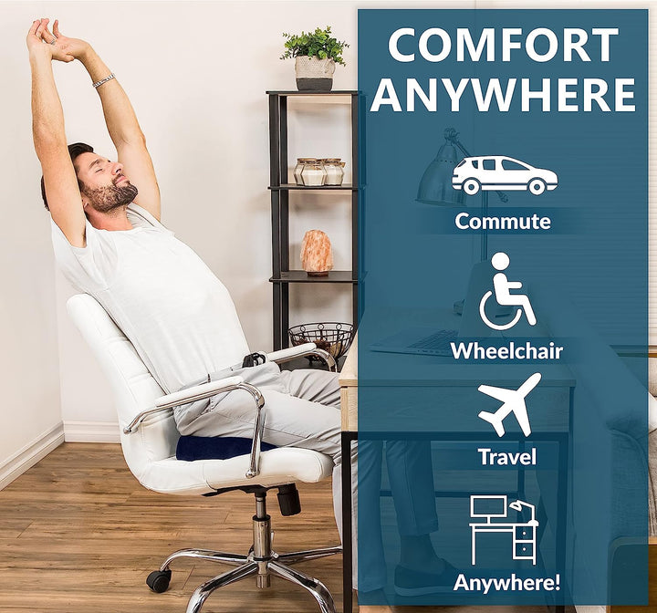 Premium Gel Memory Foam Seat Cushion Ergonomic Chair Pad Non Slip Support Cushion Breathable Washable for Office Car Home Long Sitting Daily Use Comfort