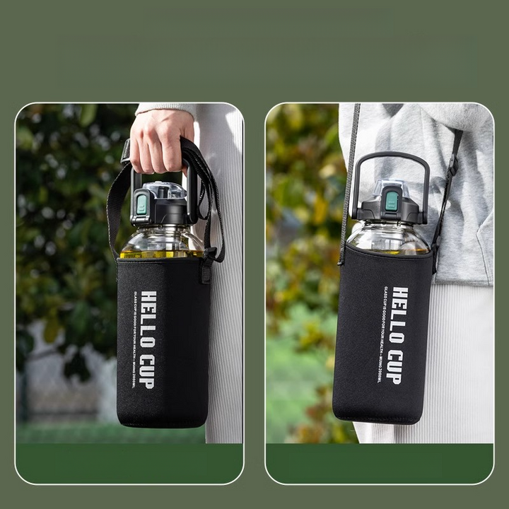 Premium Glass Tea Cup Large Capacity 800ml 1000ml 1500ml 2000ml Heat Resistant Bottle with Lid Straw Leak Proof Portable for Travel Sports Daily Use