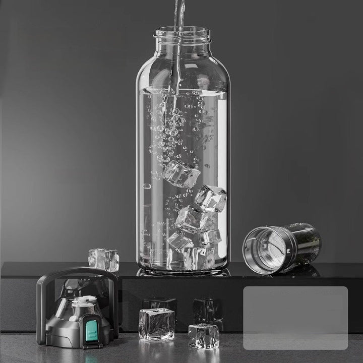 Premium Glass Tea Cup Large Capacity 800ml 1000ml 1500ml 2000ml Heat Resistant Bottle with Lid Straw Leak Proof Portable for Travel Sports Daily Use