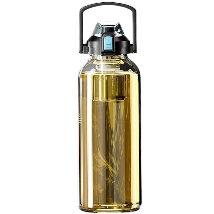 Premium Glass Tea Cup Large Capacity 800ml 1000ml 1500ml 2000ml Heat Resistant Bottle with Lid Straw Leak Proof Portable for Travel Sports Daily Use