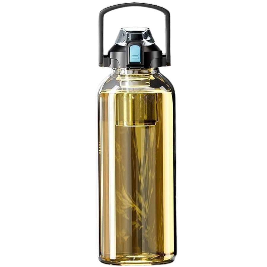 Premium Glass Tea Cup Large Capacity 800ml 1000ml 1500ml 2000ml Heat Resistant Bottle with Lid Straw Leak Proof Portable for Travel Sports Daily Use