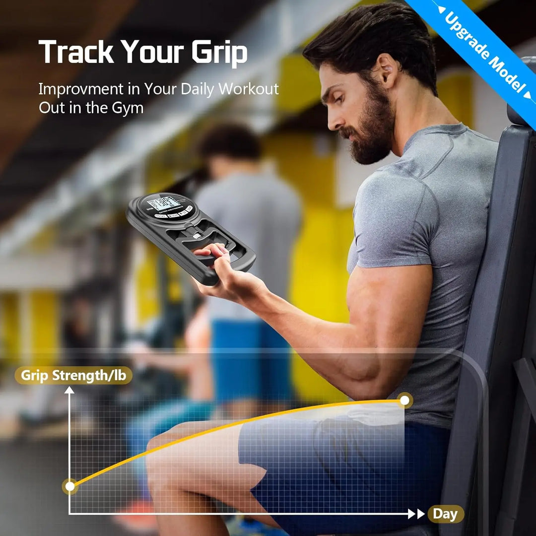 Premium Grip Strength Tester Digital Hand Dynamometer 120kg 265lbs LCD USB Rechargeable Adjustable Handle Power Meter for Sports Training Home Gym Daily Use