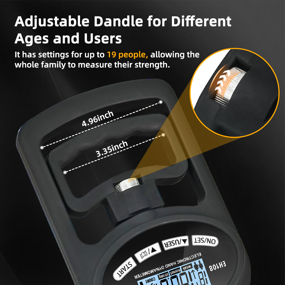 Premium Grip Strength Tester Digital Hand Dynamometer 120kg 265lbs LCD USB Rechargeable Adjustable Handle Power Meter for Sports Training Home Gym Daily Use