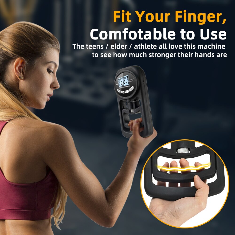 Premium Grip Strength Tester Digital Hand Dynamometer 120kg 265lbs LCD USB Rechargeable Adjustable Handle Power Meter for Sports Training Home Gym Daily Use
