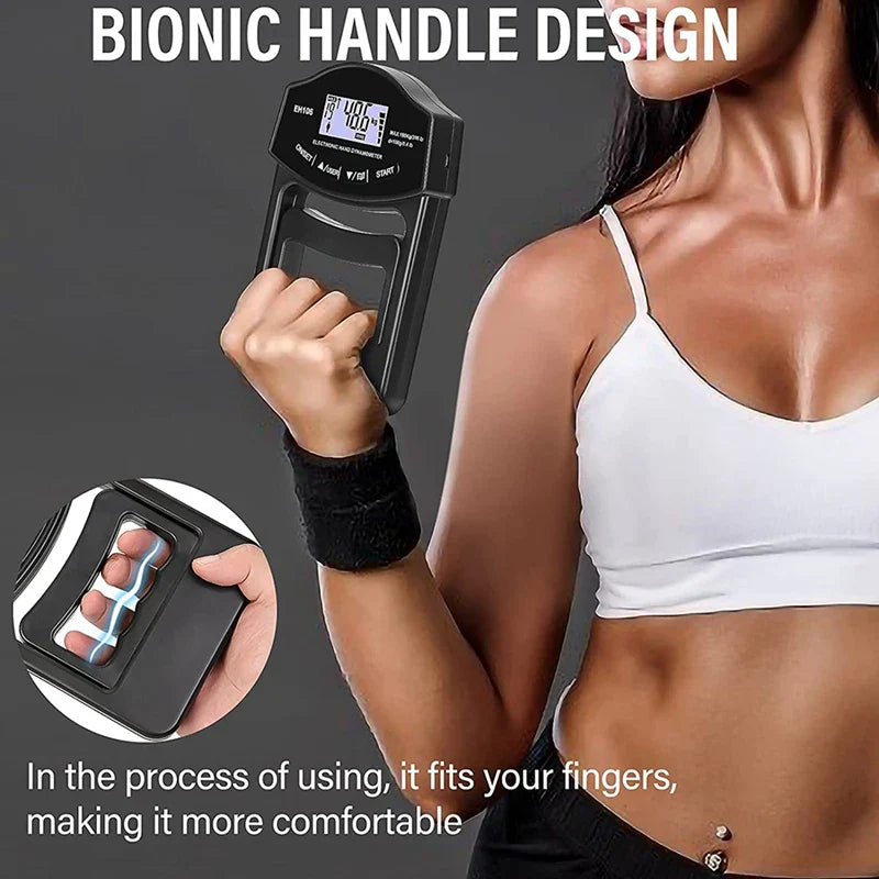 Premium Grip Strength Tester Digital Hand Dynamometer 120kg 265lbs LCD USB Rechargeable Adjustable Handle Power Meter for Sports Training Home Gym Daily Use