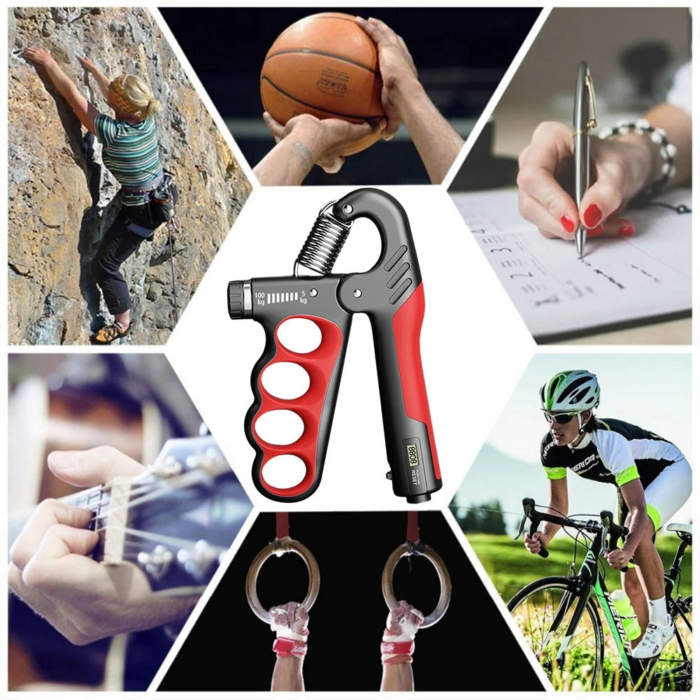 Premium Hand Grip Strengthener Adjustable 5 to 100kg with Counter Steel Spring Gripper Non Slip Handle Wrist Forearm Trainer Portable for Gym Home Daily Use