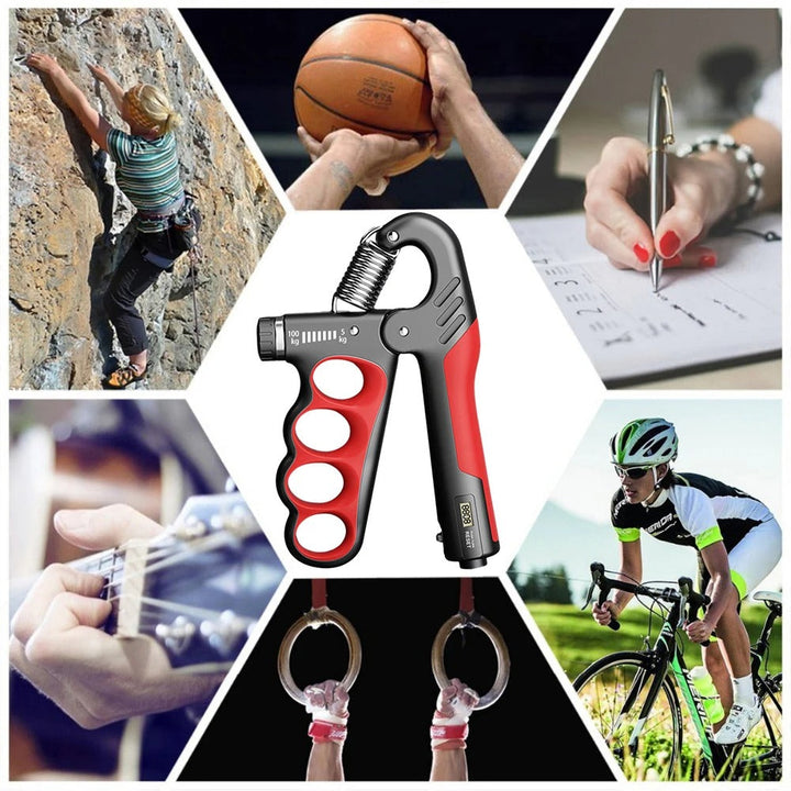 Premium Hand Grip Strengthener Adjustable 5 to 100kg with Counter Steel Spring Gripper Non Slip Handle Wrist Forearm Trainer Portable for Gym Home Daily Use