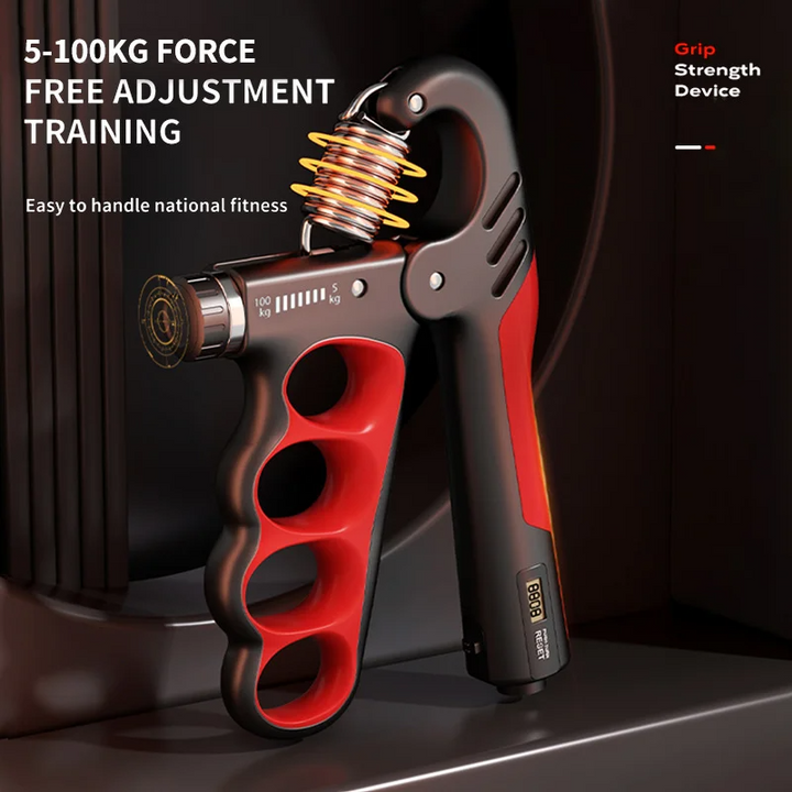 Premium Hand Grip Strengthener Adjustable 5 to 100kg with Counter Steel Spring Gripper Non Slip Handle Wrist Forearm Trainer Portable for Gym Home Daily Use