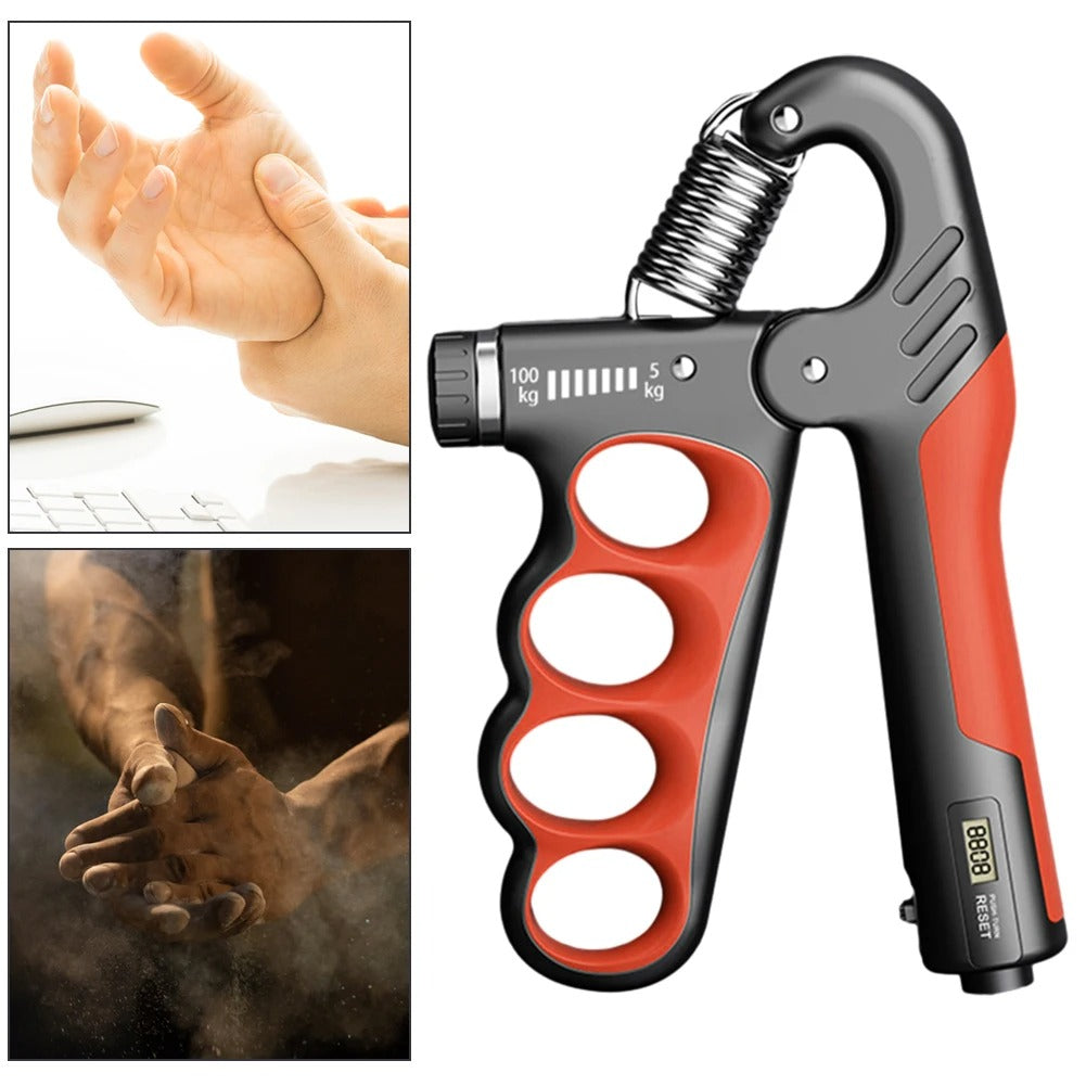 Premium Hand Grip Strengthener Adjustable 5 to 100kg with Counter Steel Spring Gripper Non Slip Handle Wrist Forearm Trainer Portable for Gym Home Daily Use