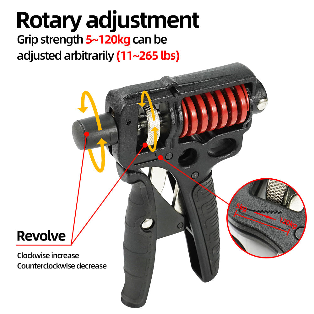 Premium Hand Grip Strengthener Adjustable 5 to 165kg Steel Spring Gripper Wrist Trainer Forearm Hand Exerciser Portable for Gym Home Travel Daily Use