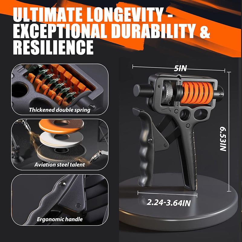 Premium Hand Grip Strengthener Adjustable 5 to 165kg Steel Spring Gripper Wrist Trainer Forearm Hand Exerciser Portable for Gym Home Travel Daily Use