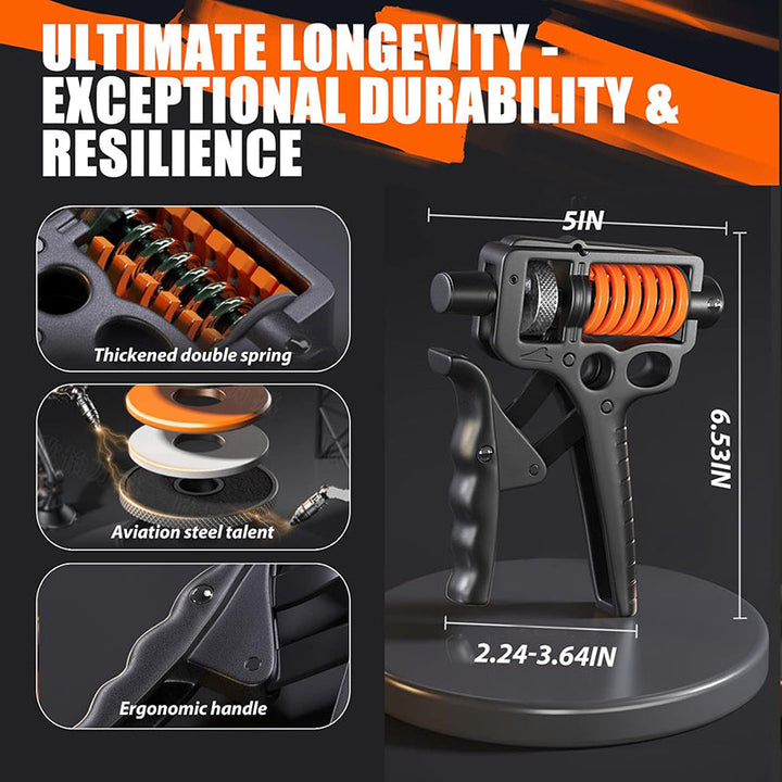 Premium Hand Grip Strengthener Adjustable 5 to 165kg Steel Spring Gripper Wrist Trainer Forearm Hand Exerciser Portable for Gym Home Travel Daily Use