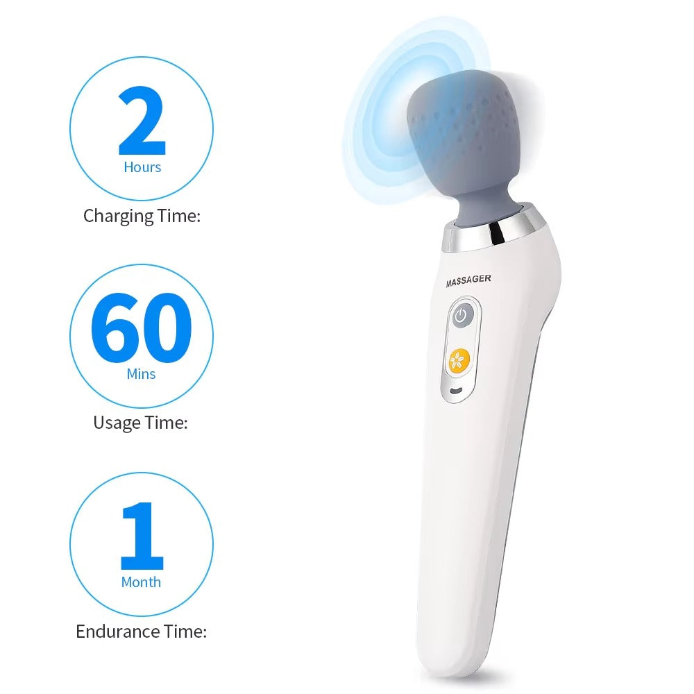 Premium Handheld Electric Massager Vibration Wand USB Rechargeable 5 Modes Cordless Muscle Massager for Neck Back Shoulders Home Gym Travel Daily Use