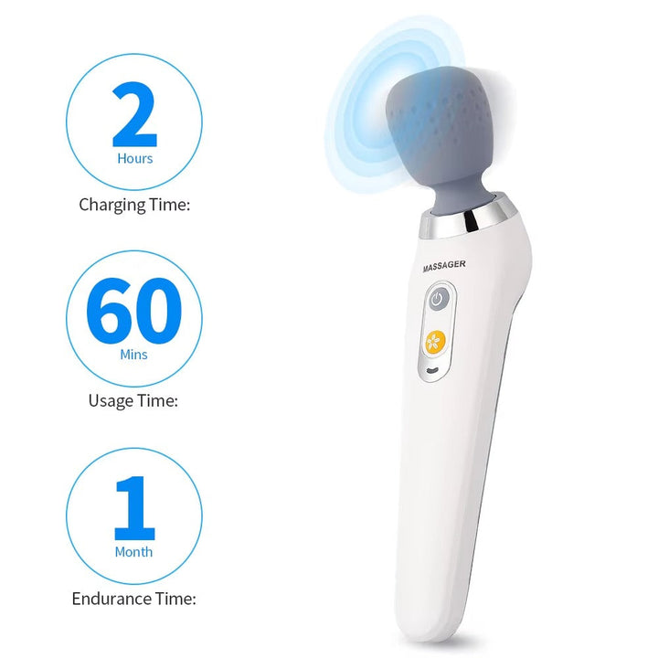 Premium Handheld Electric Massager Vibration Wand USB Rechargeable 5 Modes Cordless Muscle Massager for Neck Back Shoulders Home Gym Travel Daily Use