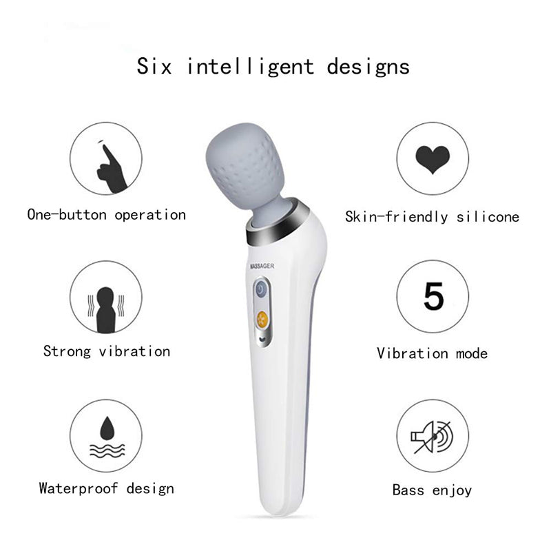 Premium Handheld Electric Massager Vibration Wand USB Rechargeable 5 Modes Cordless Muscle Massager for Neck Back Shoulders Home Gym Travel Daily Use