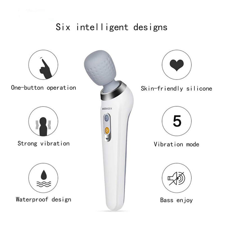 Premium Handheld Electric Massager Vibration Wand USB Rechargeable 5 Modes Cordless Muscle Massager for Neck Back Shoulders Home Gym Travel Daily Use