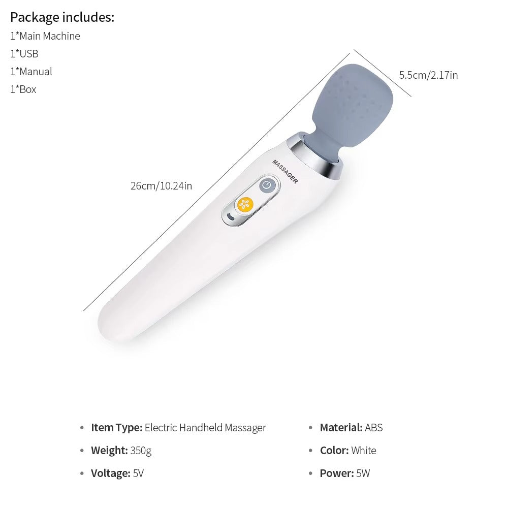 Premium Handheld Electric Massager Vibration Wand USB Rechargeable 5 Modes Cordless Muscle Massager for Neck Back Shoulders Home Gym Travel Daily Use