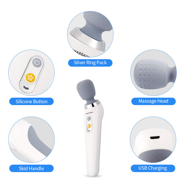 Premium Handheld Electric Massager Vibration Wand USB Rechargeable 5 Modes Cordless Muscle Massager for Neck Back Shoulders Home Gym Travel Daily Use