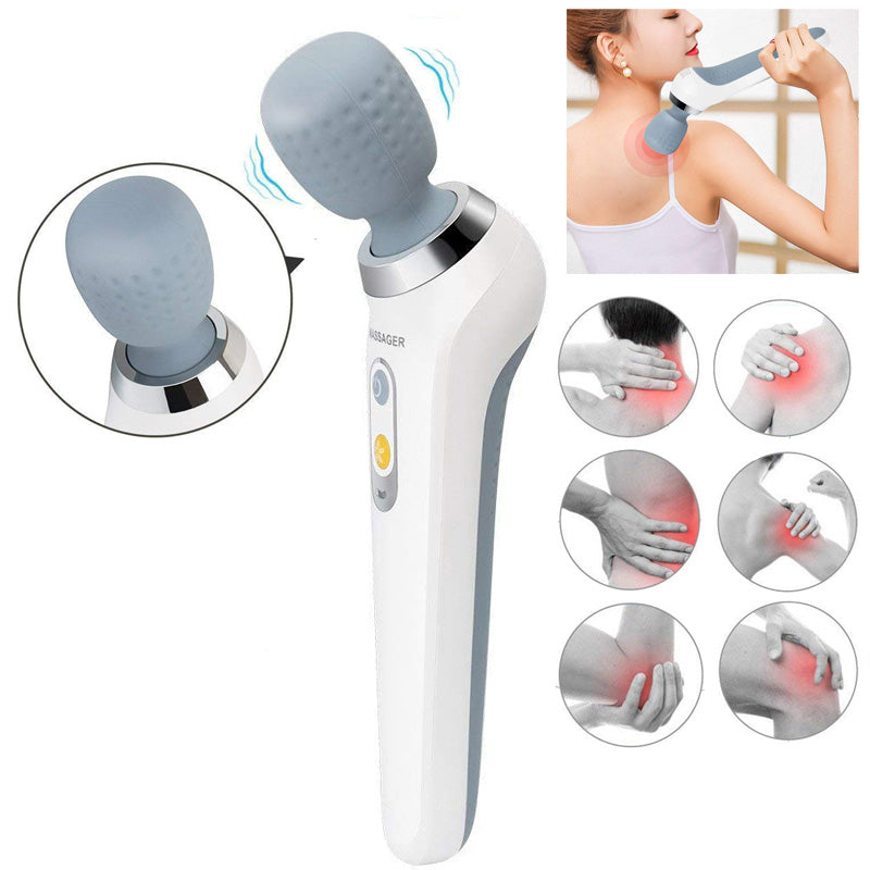 Premium Handheld Electric Massager Vibration Wand USB Rechargeable 5 Modes Cordless Muscle Massager for Neck Back Shoulders Home Gym Travel Daily Use