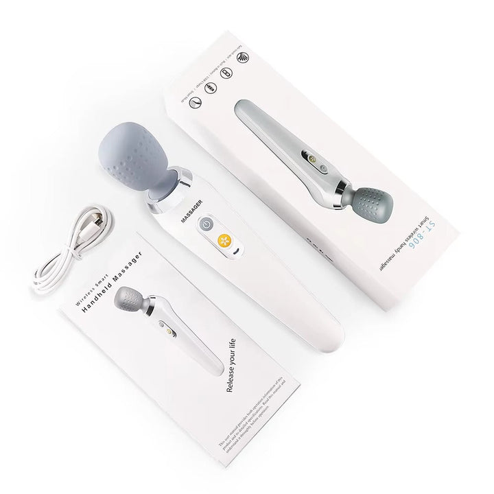 Premium Handheld Electric Massager Vibration Wand USB Rechargeable 5 Modes Cordless Muscle Massager for Neck Back Shoulders Home Gym Travel Daily Use