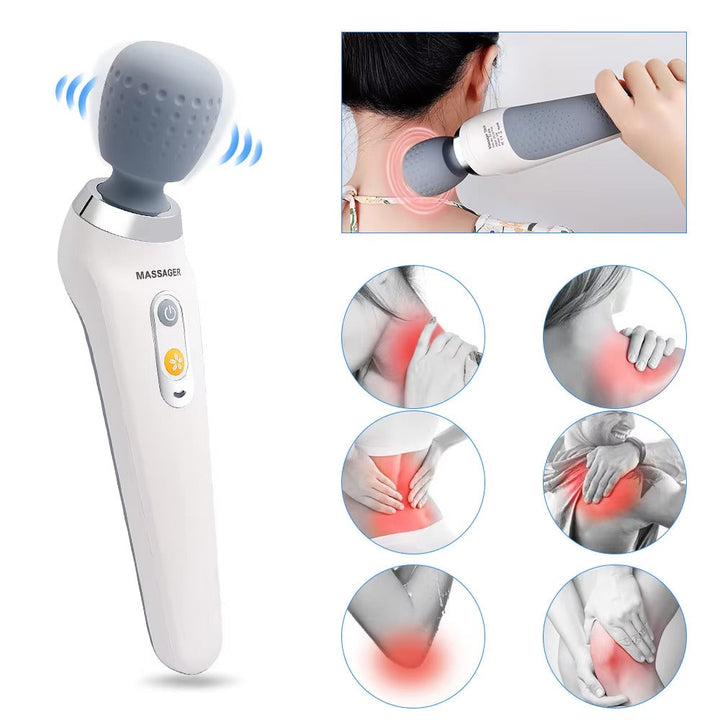 Premium Handheld Electric Massager Vibration Wand USB Rechargeable 5 Modes Cordless Muscle Massager for Neck Back Shoulders Home Gym Travel Daily Use
