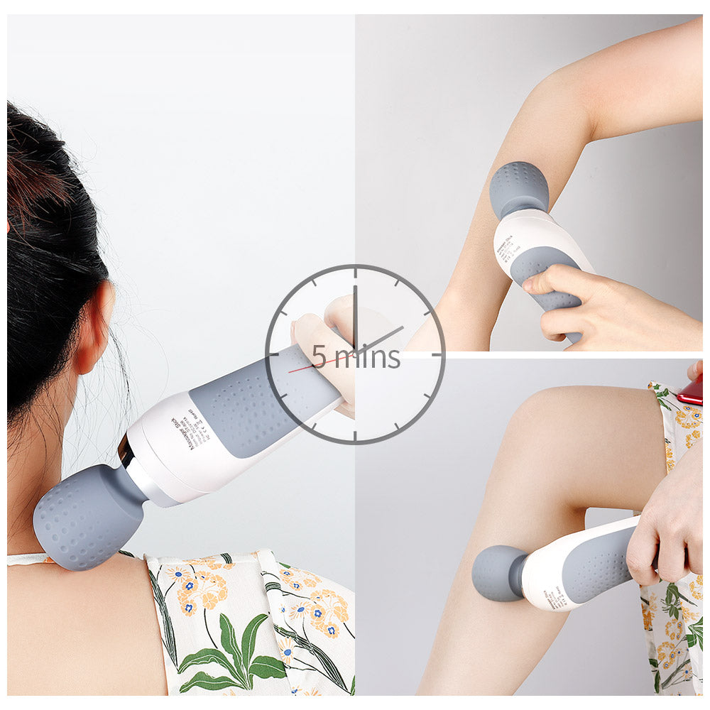 Premium Handheld Electric Massager Vibration Wand USB Rechargeable 5 Modes Cordless Muscle Massager for Neck Back Shoulders Home Gym Travel Daily Use