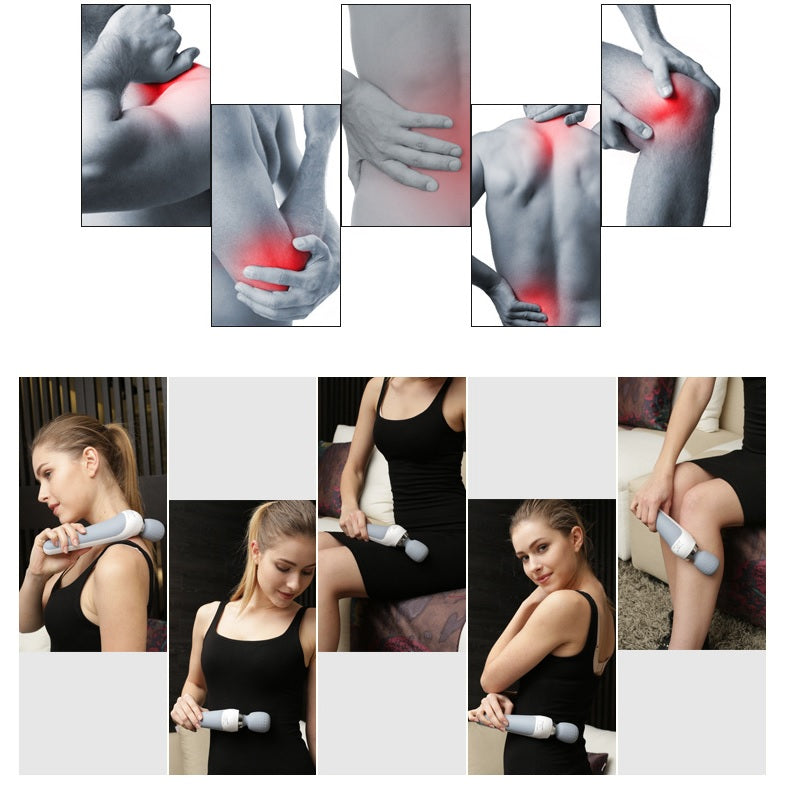 Premium Handheld Electric Massager Vibration Wand USB Rechargeable 5 Modes Cordless Muscle Massager for Neck Back Shoulders Home Gym Travel Daily Use