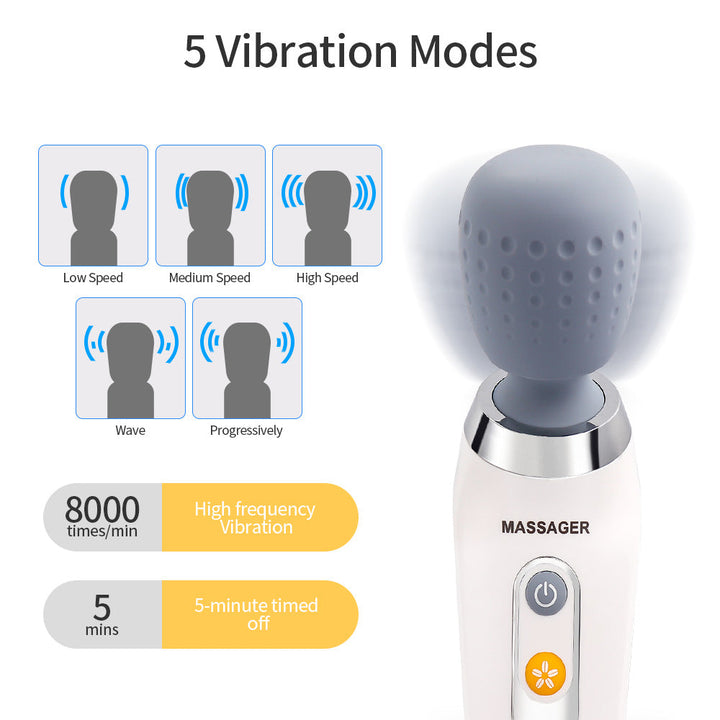 Premium Handheld Electric Massager Vibration Wand USB Rechargeable 5 Modes Cordless Muscle Massager for Neck Back Shoulders Home Gym Travel Daily Use