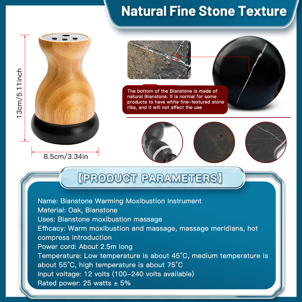 Premium Heated Gua Sha Massager Bian Stone Electric Massage Tool Adjustable Heat 45 to 75C Portable Body Massager for Back Waist Home Spa Daily Use