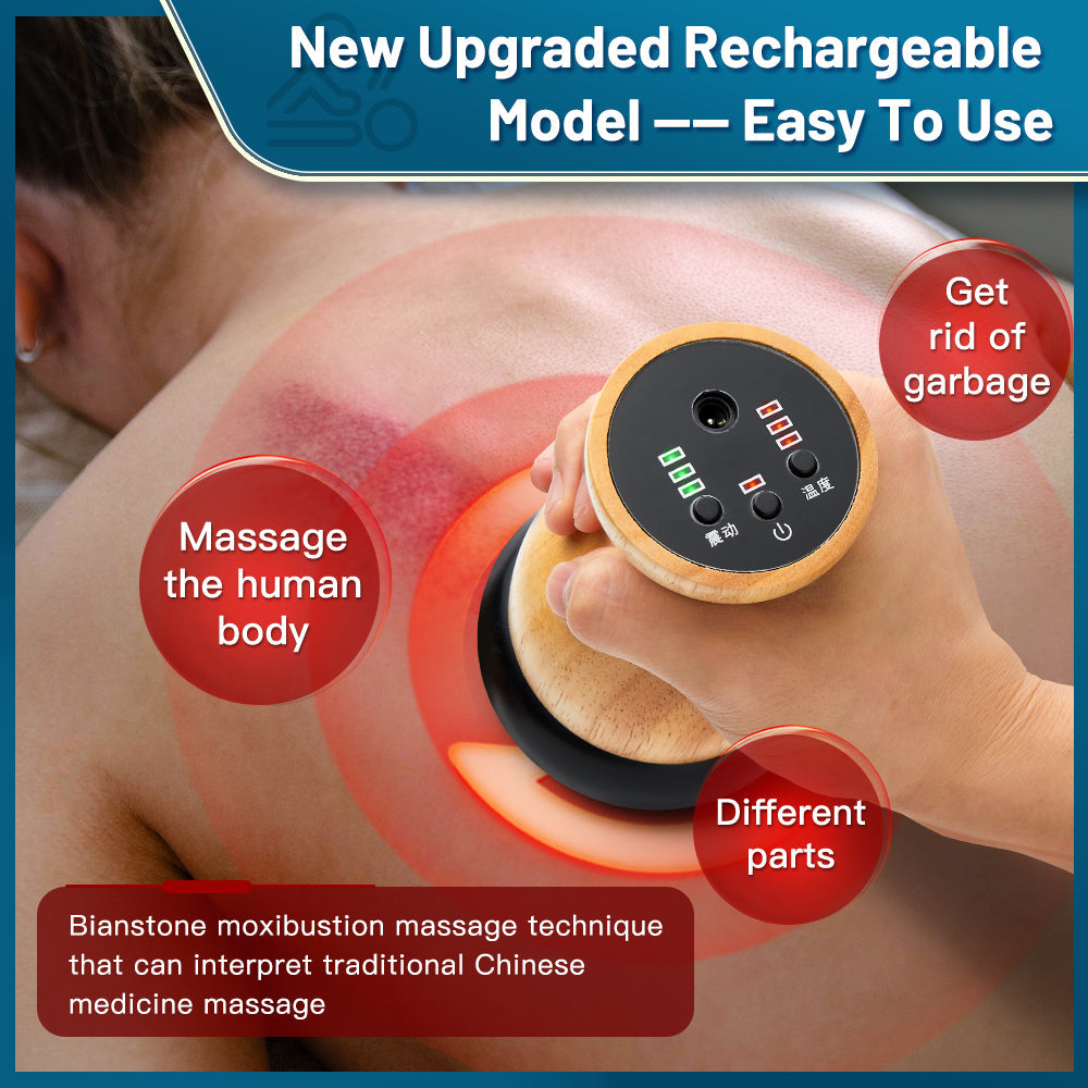 Premium Heated Gua Sha Massager Bian Stone Electric Massage Tool Adjustable Heat 45 to 75C Portable Body Massager for Back Waist Home Spa Daily Use