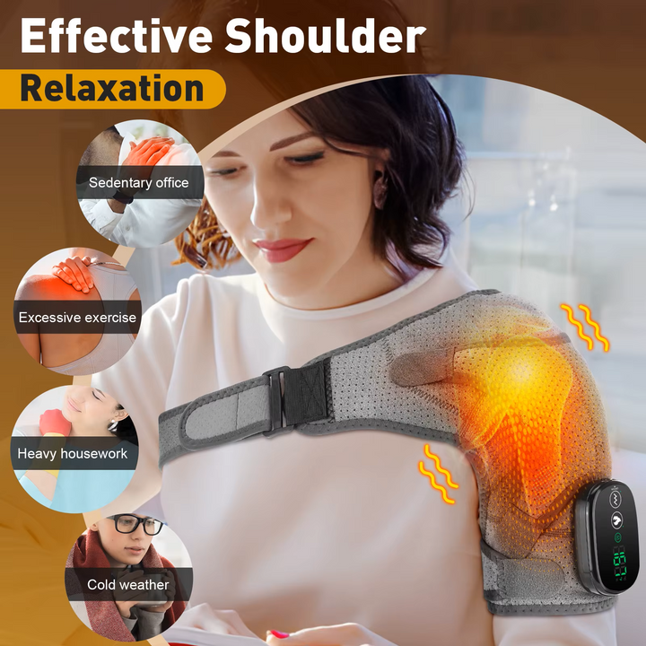 Premium Heated Shoulder Pad Vibration Massager Adjustable Heat Levels 5000mAh USB Rechargeable Shoulder Wrap for Home Gym Work Daily Use Comfort Fit