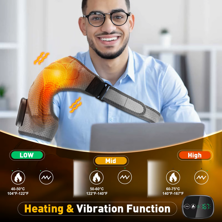 Premium Heated Shoulder Pad Vibration Massager Adjustable Heat Levels 5000mAh USB Rechargeable Shoulder Wrap for Home Gym Work Daily Use Comfort Fit