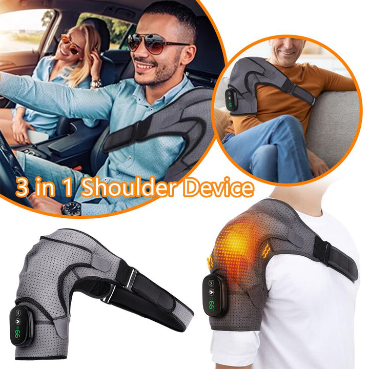 Premium Heated Shoulder Pad Vibration Massager Adjustable Heat Levels 5000mAh USB Rechargeable Shoulder Wrap for Home Gym Work Daily Use Comfort Fit