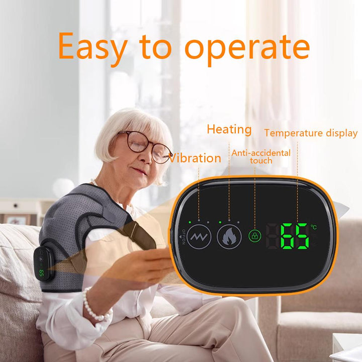 Premium Heated Shoulder Pad Vibration Massager Adjustable Heat Levels 5000mAh USB Rechargeable Shoulder Wrap for Home Gym Work Daily Use Comfort Fit